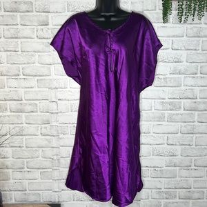 Vtg 90’s A’Milano Intimates deep purple Satin Nightgown Tunic Dress 2X